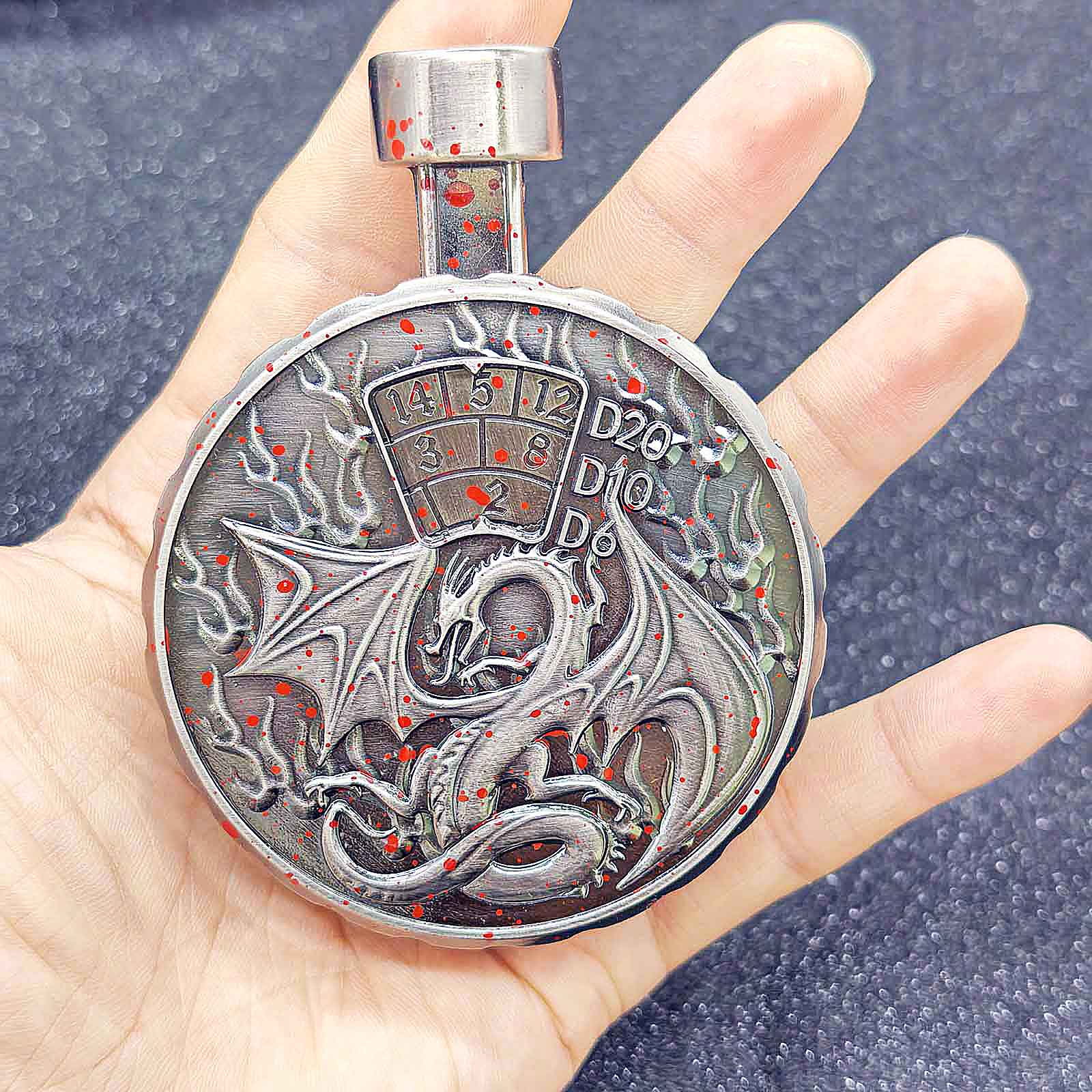 Cthulhu Wyvern 7 in 1 Button Presser Spinning DnD Metal Dice Bottle Roulette Game - Dice of Dragons