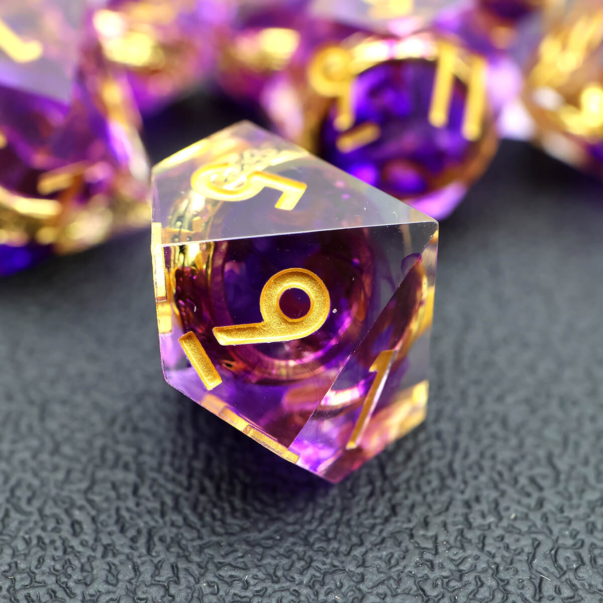 7-Piece Purple Magic Ring Sharp Edge DND Dice Set - Dice of Dragons