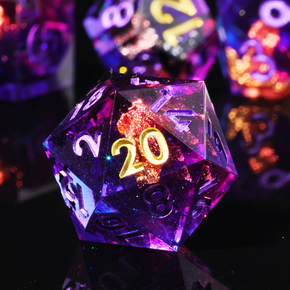 Amethyst Resin Polyhedral Awesome Dice Sets D&D - Dice of Dragons