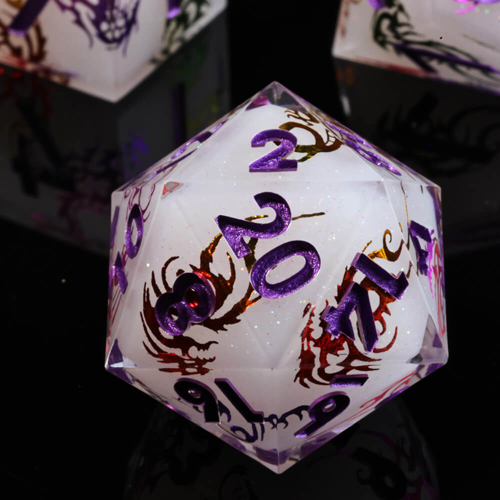 Dragon Icon Layered Polyhedral Resin DnD Dice Sets - Dice of Dragons