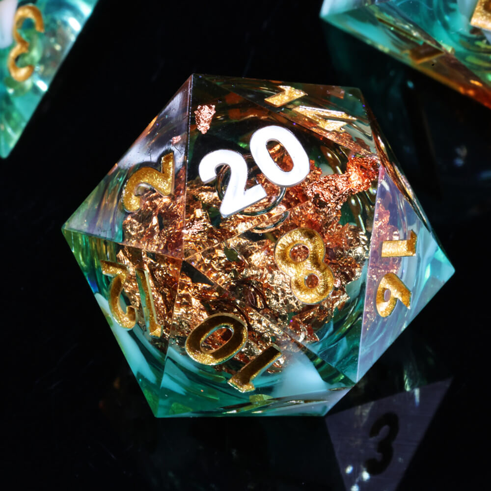 Lake Monster Resin Polyhedral D and D Liquid Core Set Dice - Dice of Dragons