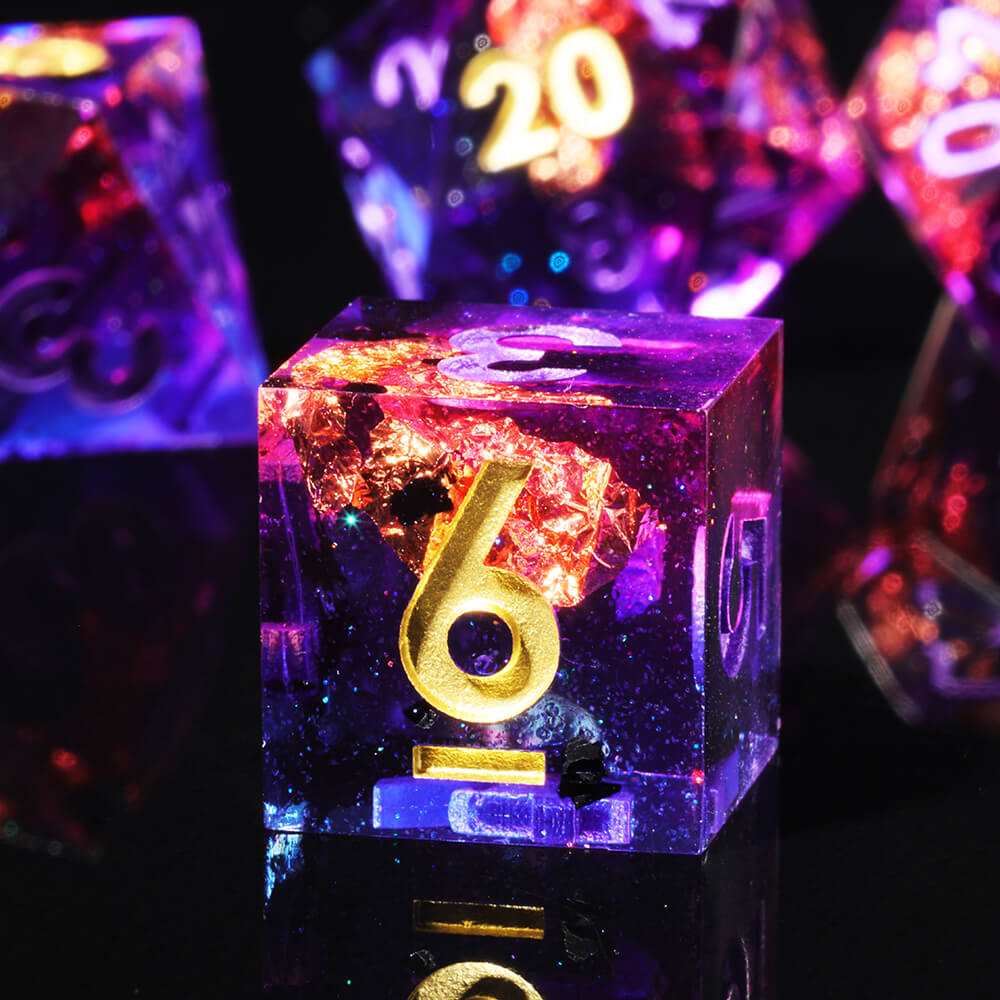 Amethyst Resin Polyhedral Awesome Dice Sets D&D - Dice of Dragons