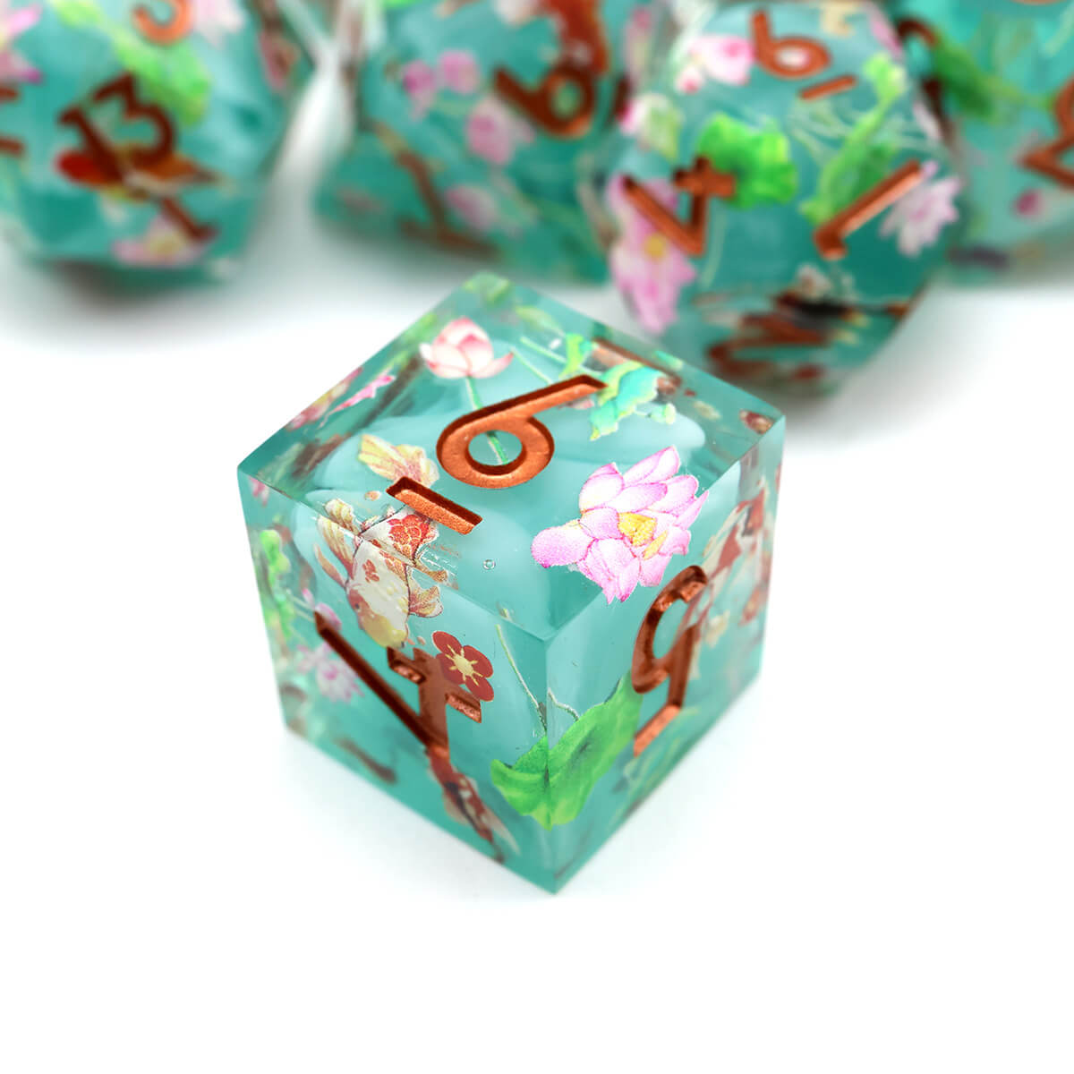 7-Piece Sharp Edge Layered Lotus Flower DND Dice Set - Dice of Dragons