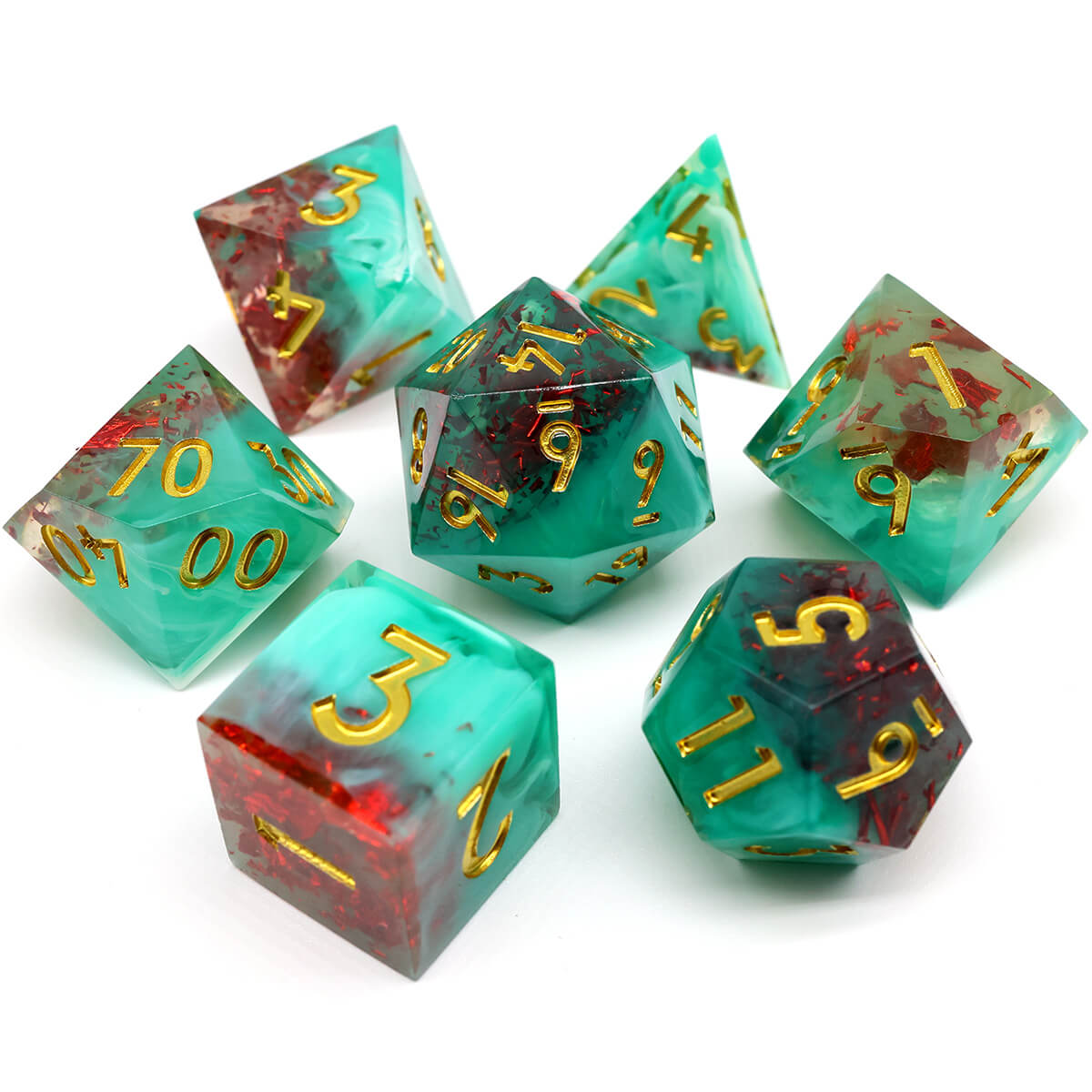 DND 7-Piece Sharp Edge Dice Set - Dice of Dragons