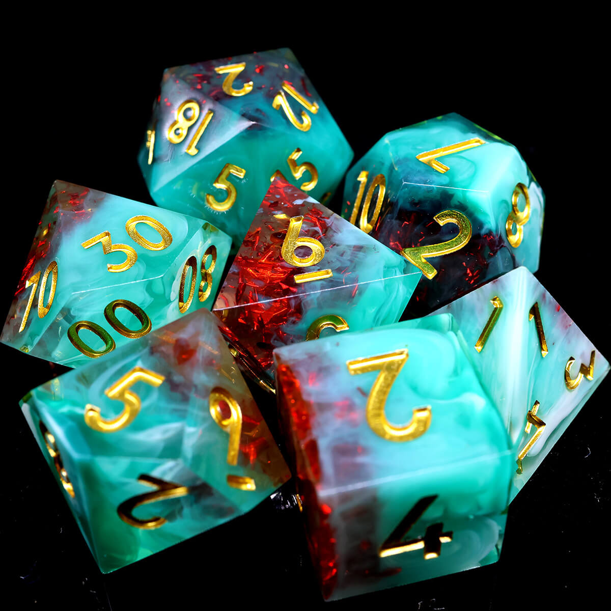 DND 7-Piece Sharp Edge Dice Set - Dice of Dragons