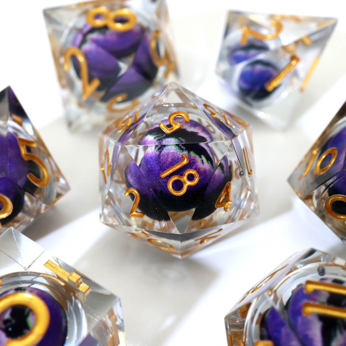 DND Dice Set Dragon Eye 7-Piece Sharp Edge - Dice of Dragons