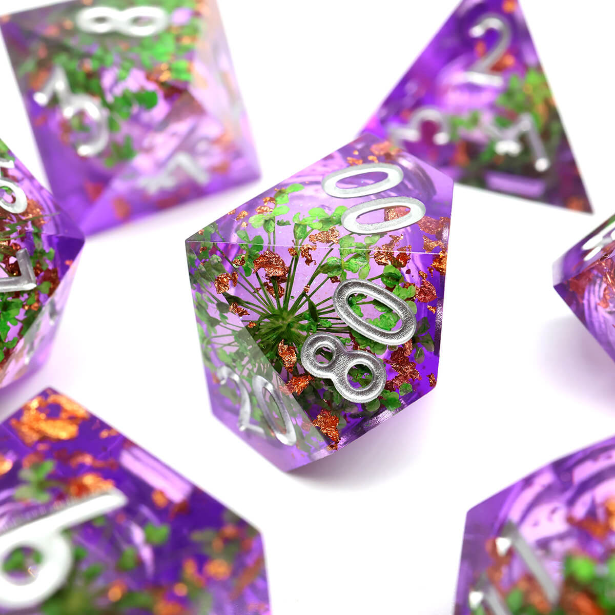 DND Dice Set Liquid Core 7-Piece Sharp Edge - Dice of Dragons