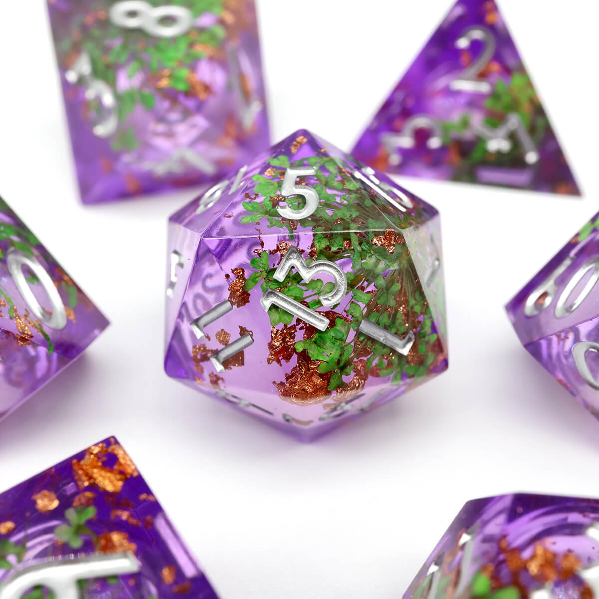 DND Dice Set Liquid Core 7-Piece Sharp Edge - Dice of Dragons