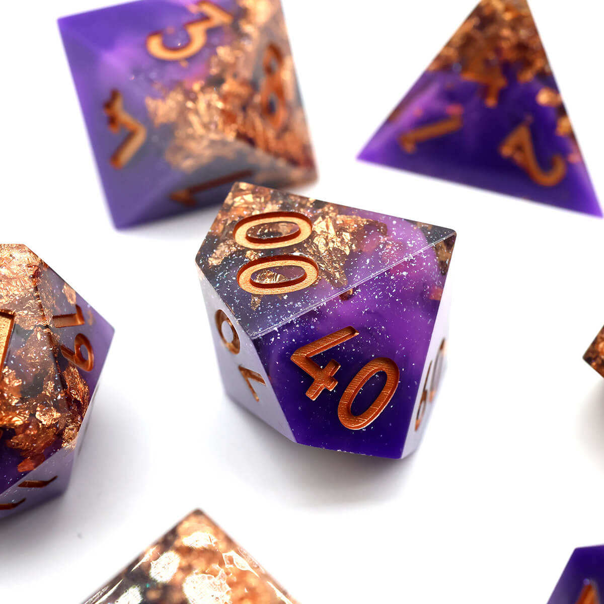 DND Dice Set Purple Windstorm 7-Piece Sharp Edge - Dice of Dragons