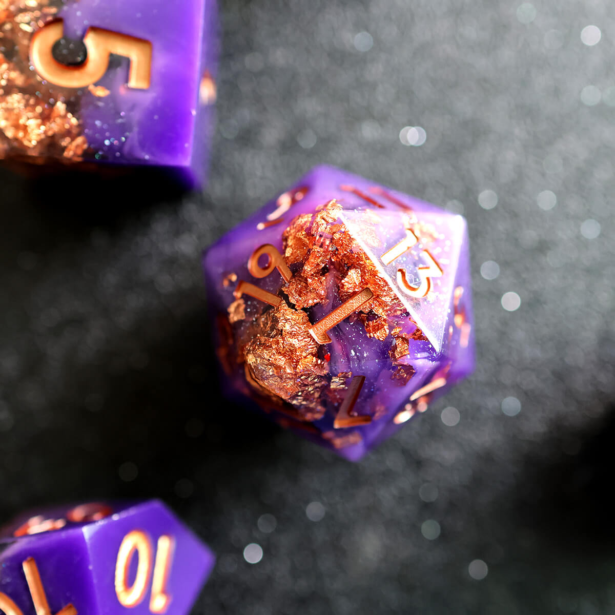 DND Dice Set Purple Windstorm 7-Piece Sharp Edge - Dice of Dragons