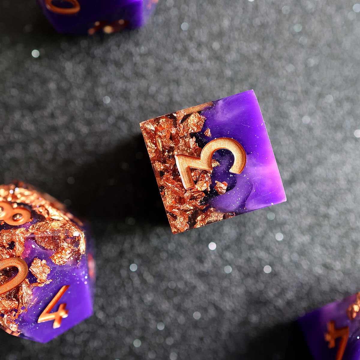 DND Dice Set Purple Windstorm 7-Piece Sharp Edge - Dice of Dragons