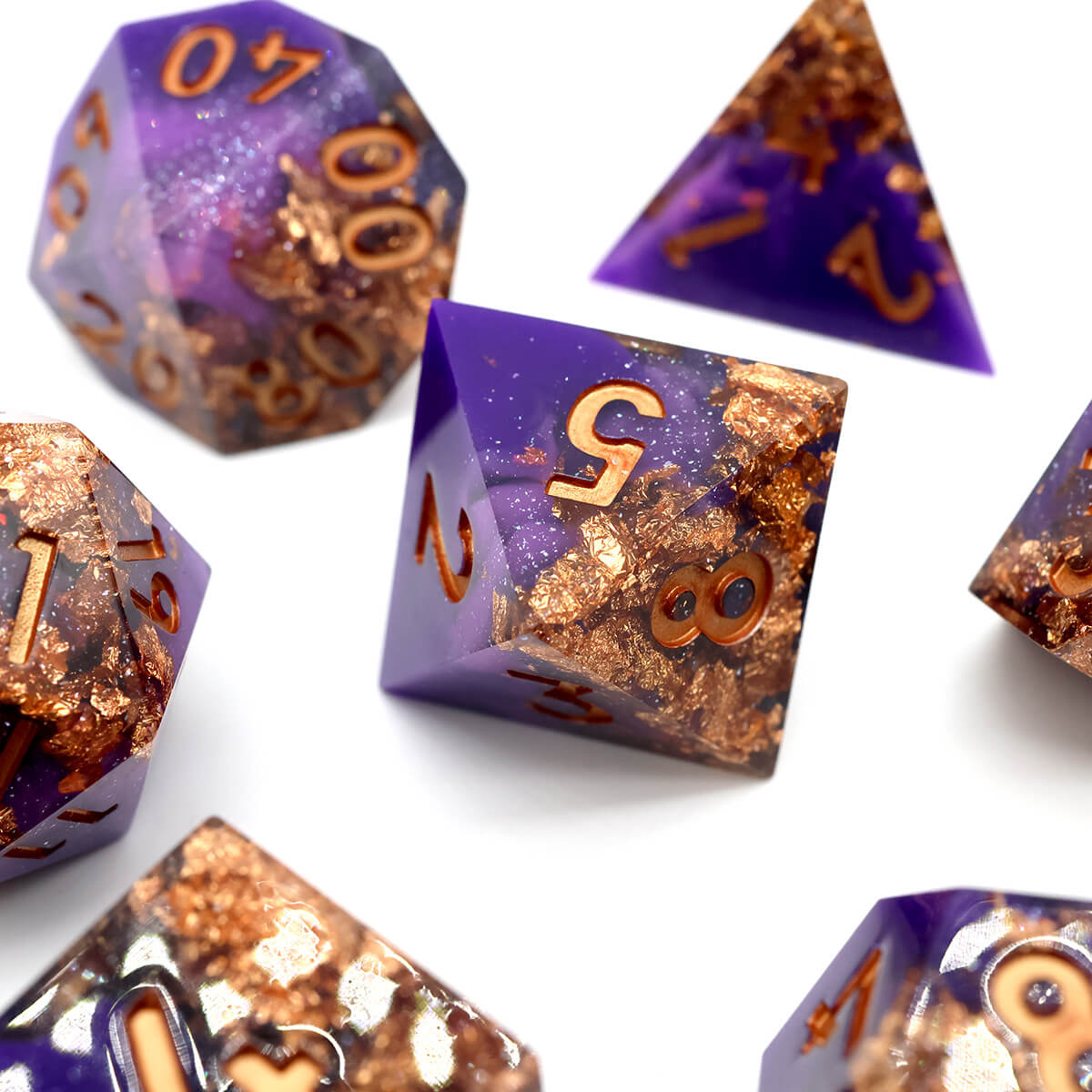 DND Dice Set Purple Windstorm 7-Piece Sharp Edge - Dice of Dragons