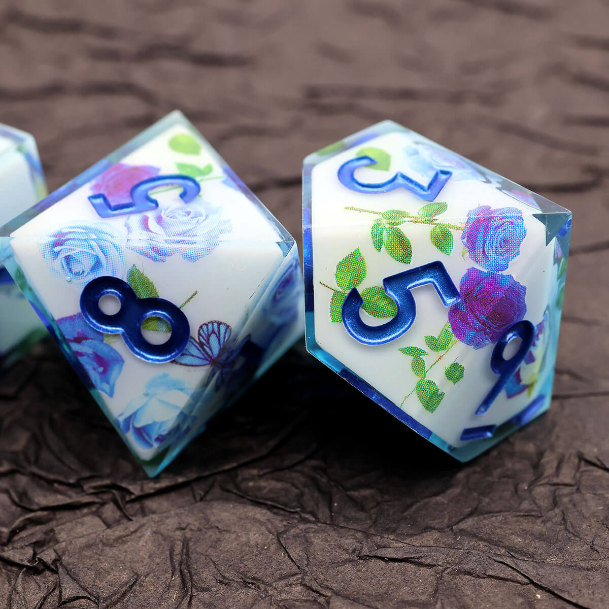 DND Dice Set Butterfly 7-Piece Sharp Edge Layered - Dice of Dragons