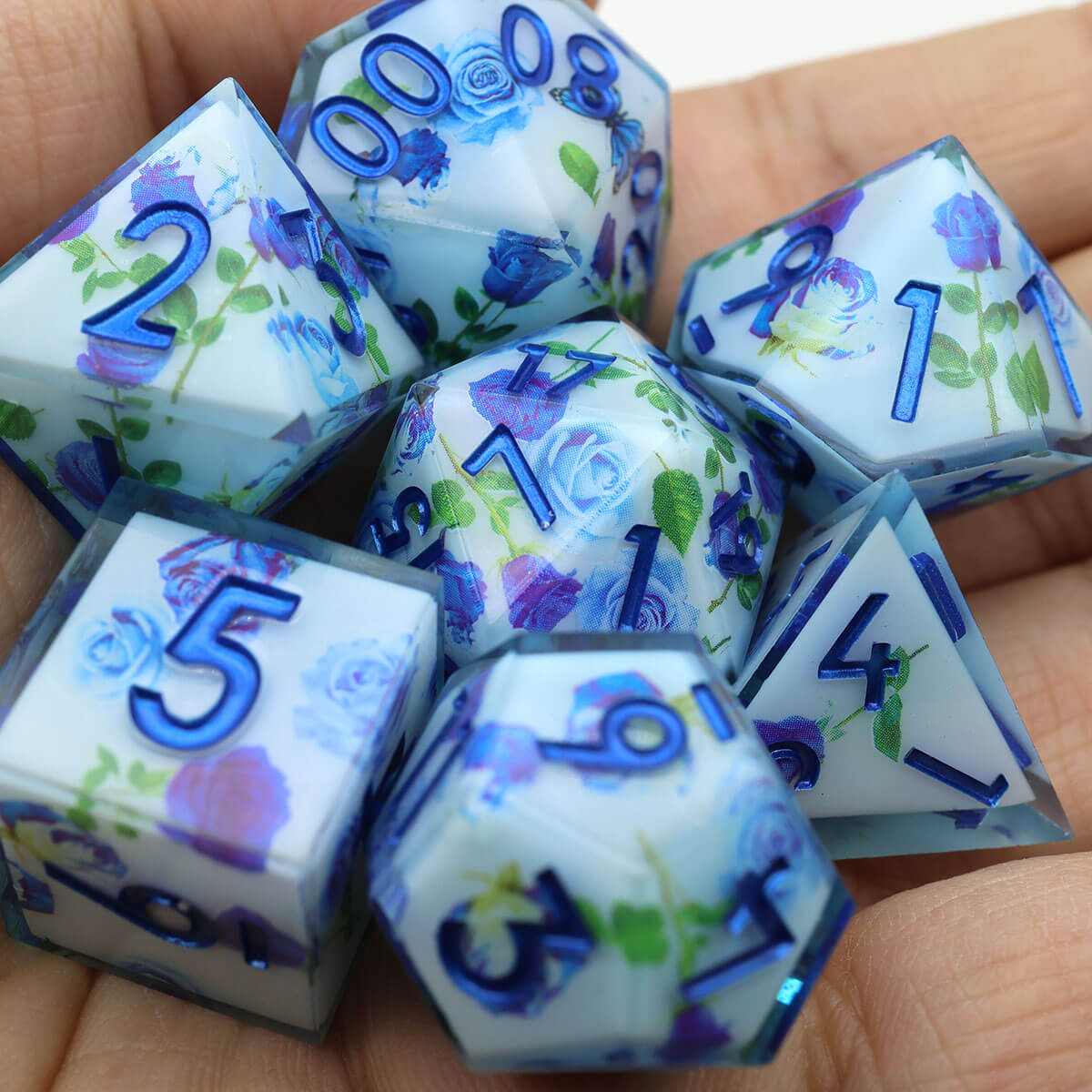 DND Dice Set Butterfly 7-Piece Sharp Edge Layered - Dice of Dragons