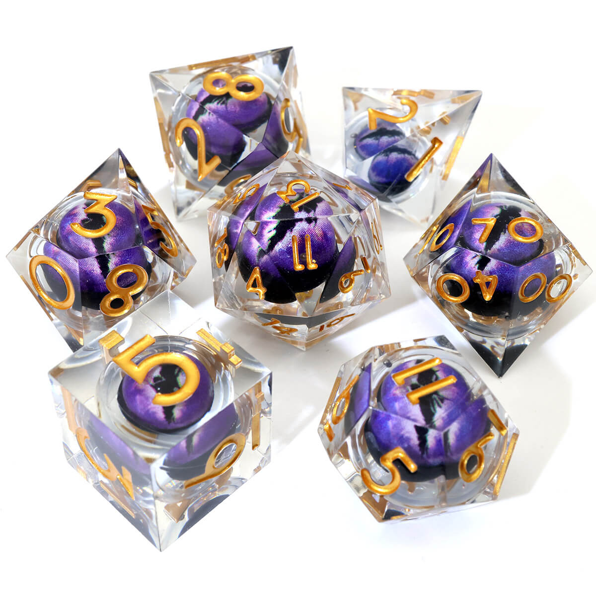 DND Dice Set Dragon Eye 7-Piece Sharp Edge - Dice of Dragons