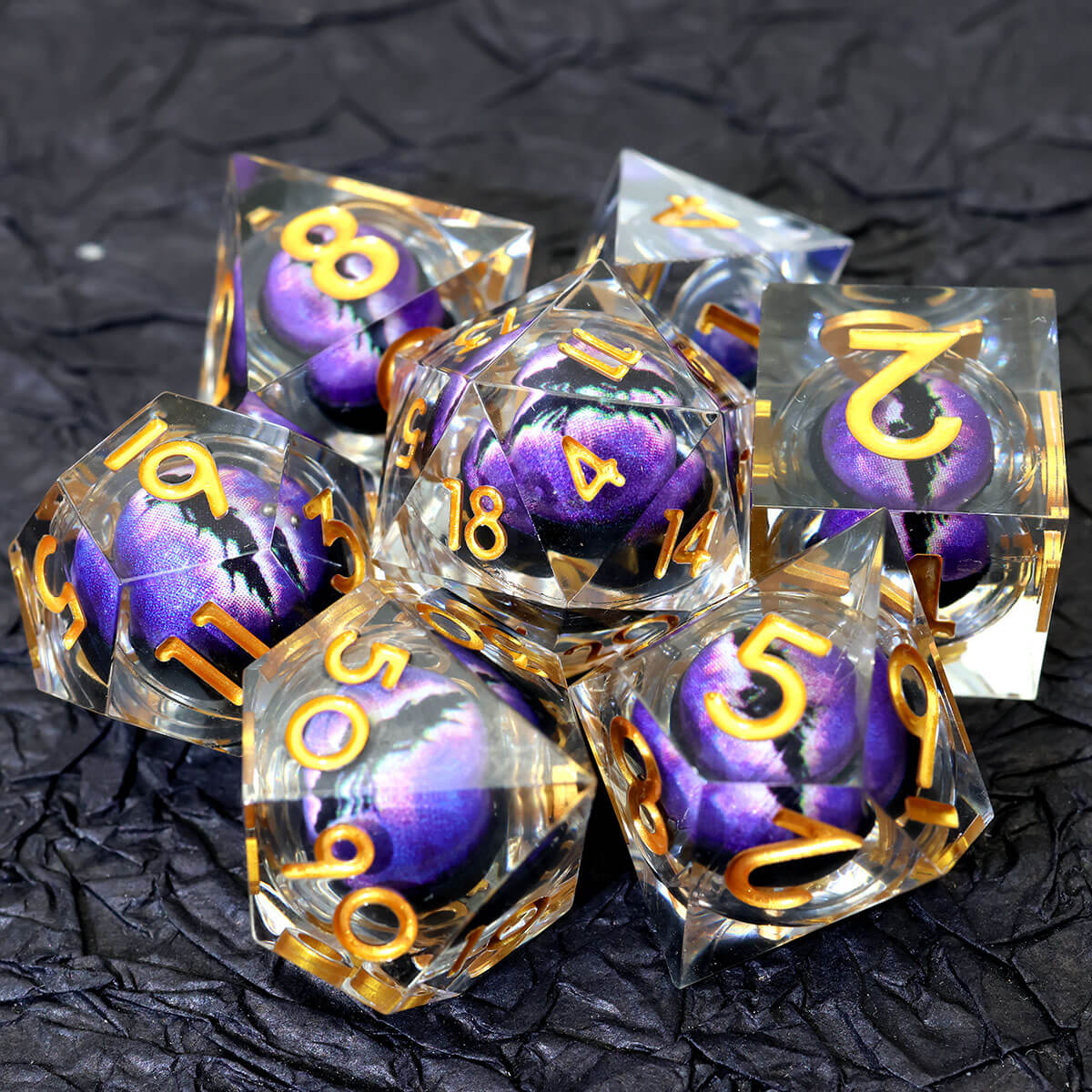 DND Dice Set Dragon Eye 7-Piece Sharp Edge - Dice of Dragons