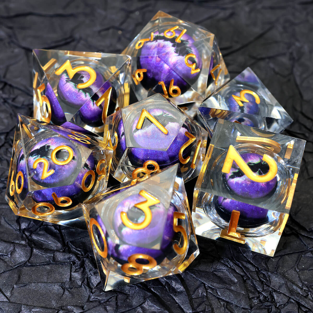 DND Dice Set Dragon Eye 7-Piece Sharp Edge - Dice of Dragons