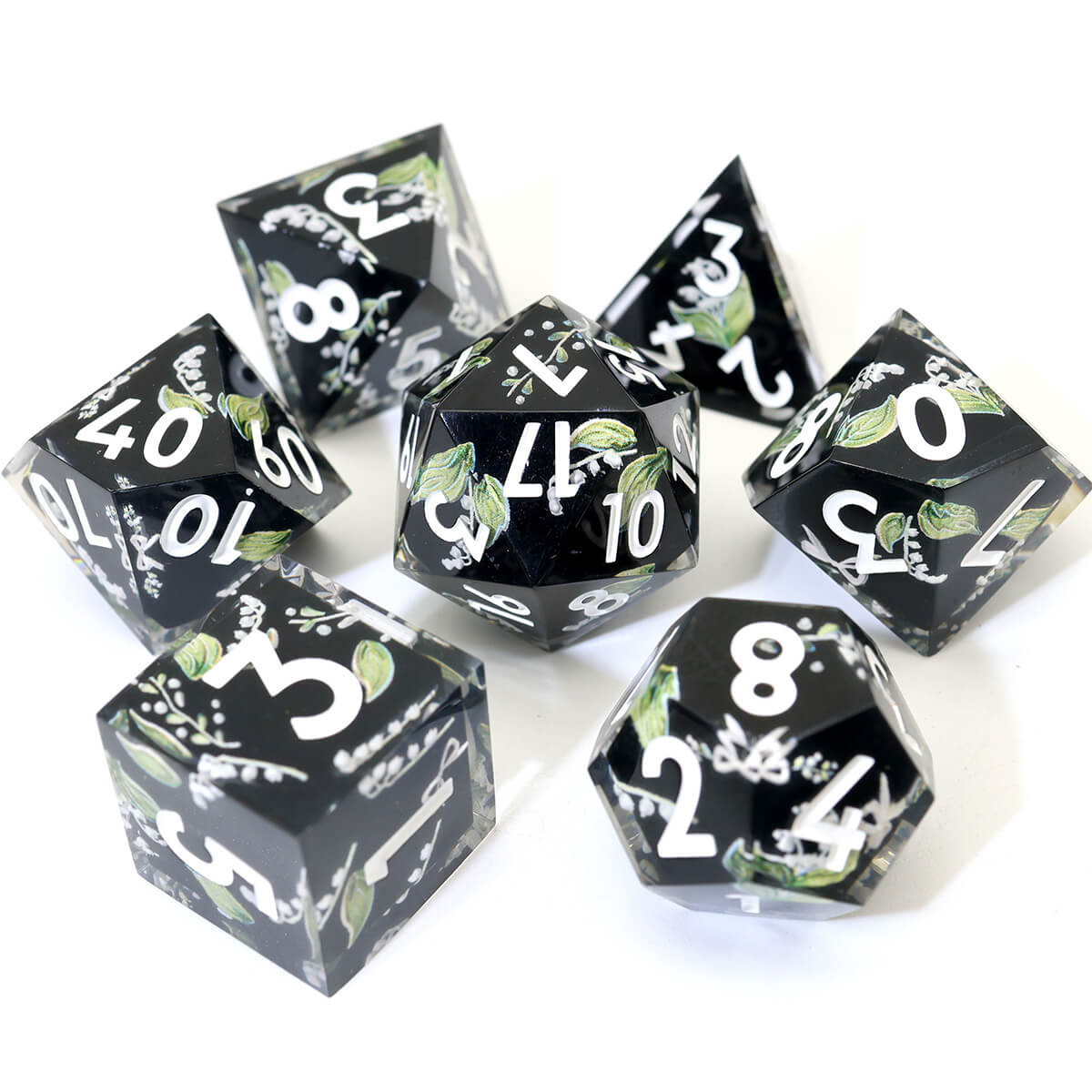 DND Dice Set Layered Flower 7-Piece Sharp Edge - Dice of Dragons