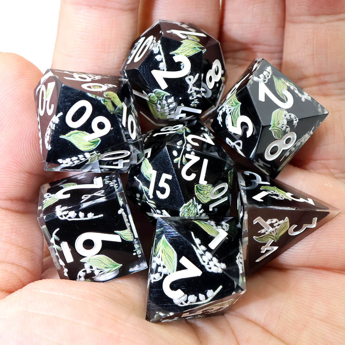 DND Dice Set Layered Flower 7-Piece Sharp Edge - Dice of Dragons