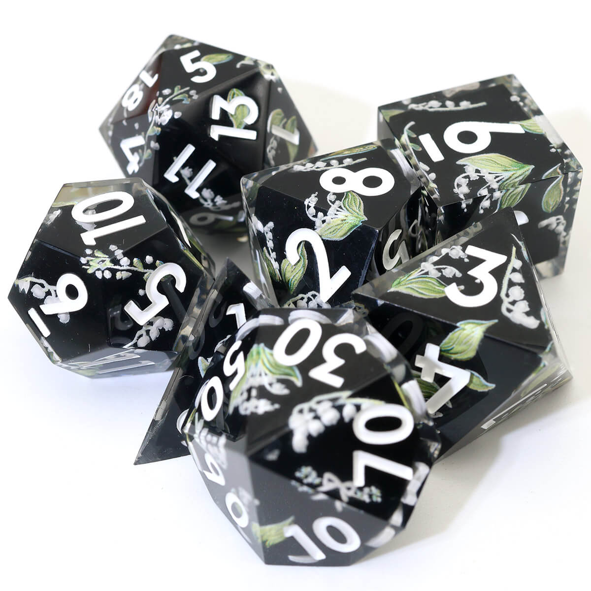 DND Dice Set Layered Flower 7-Piece Sharp Edge - Dice of Dragons