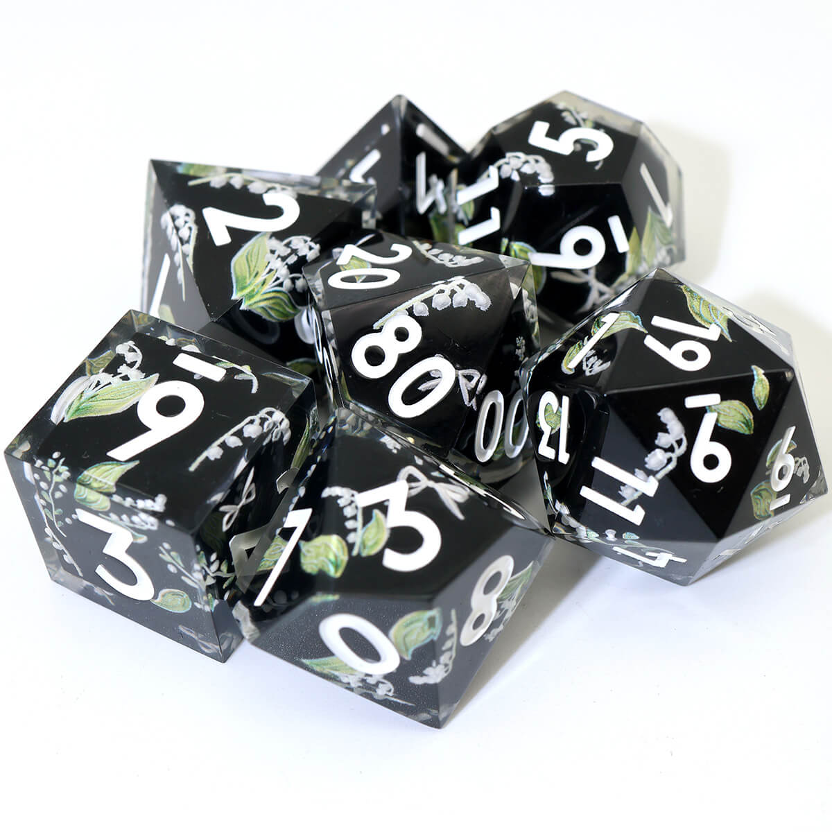 DND Dice Set Layered Flower 7-Piece Sharp Edge - Dice of Dragons