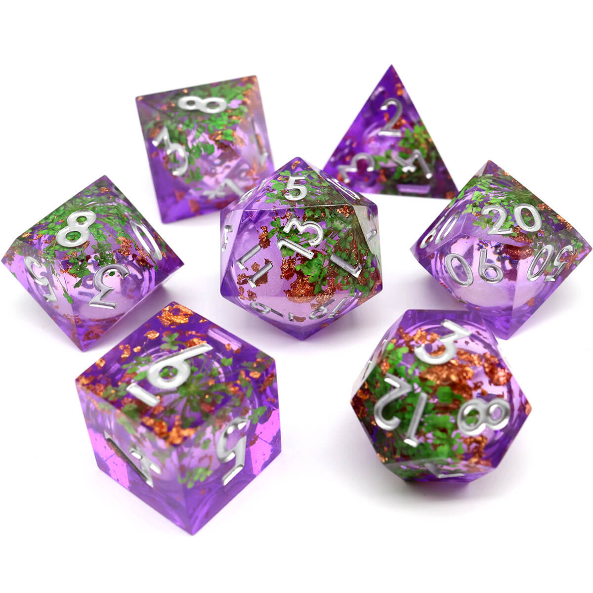 DND Dice Set Liquid Core 7-Piece Sharp Edge - Dice of Dragons