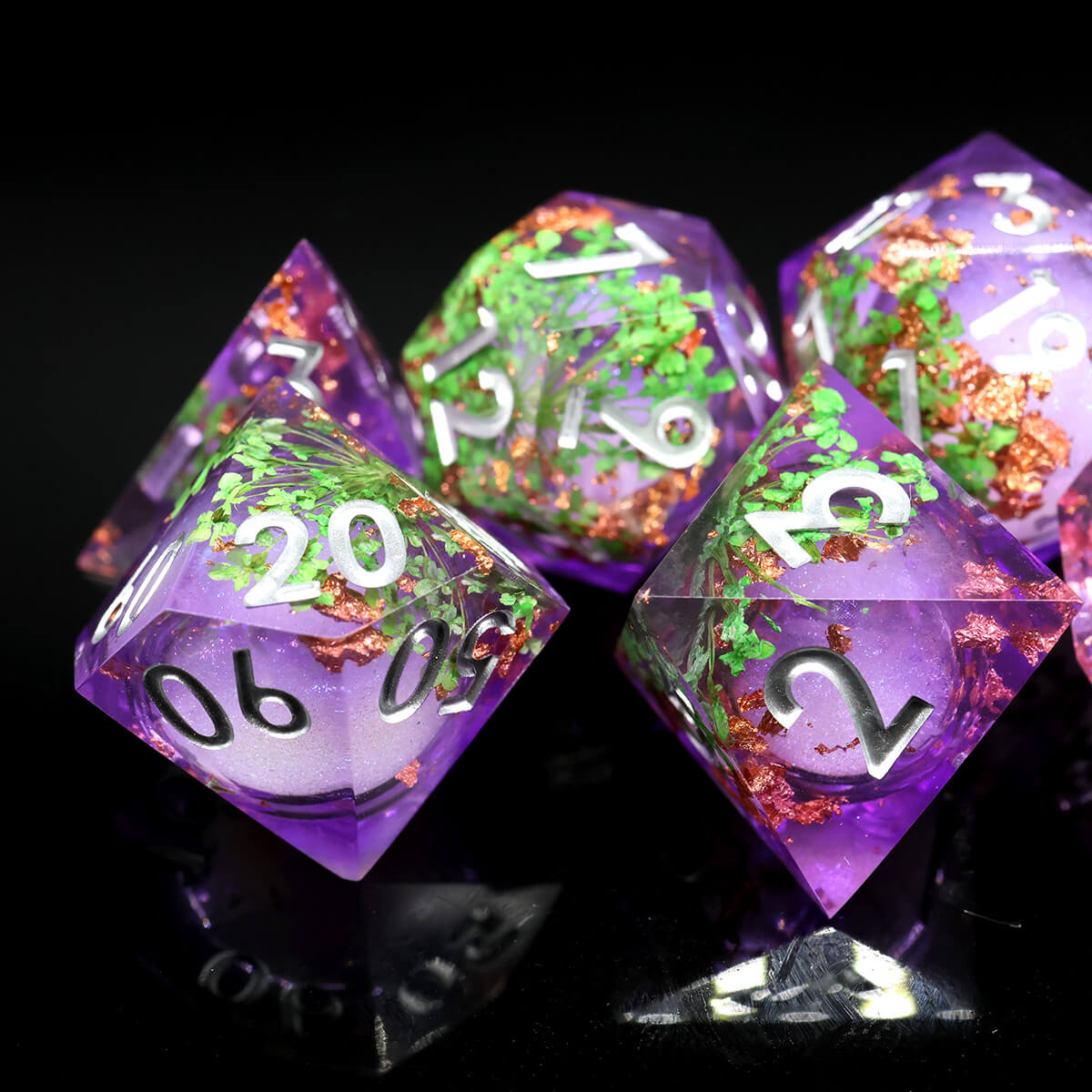 DND Dice Set Liquid Core 7-Piece Sharp Edge - Dice of Dragons