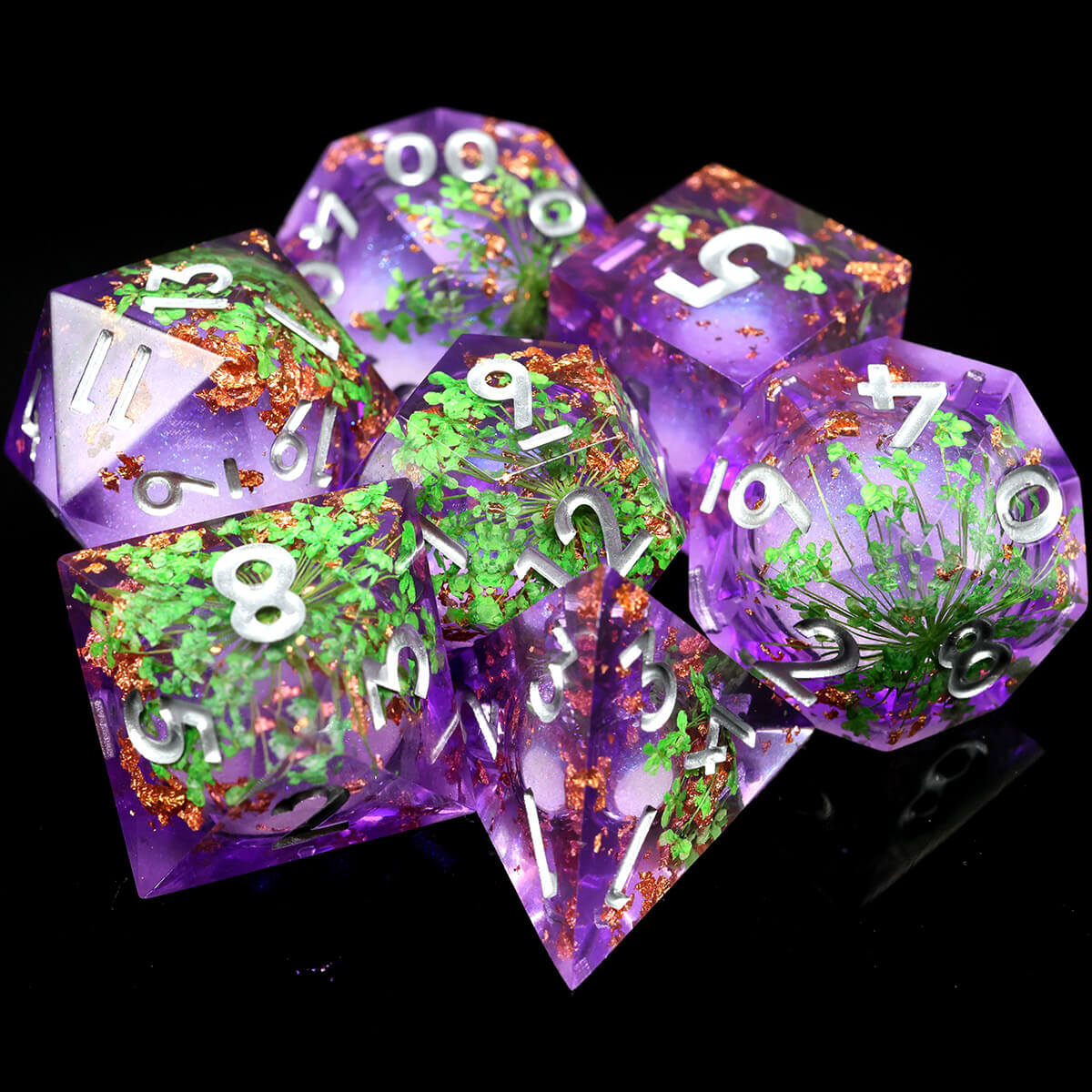 DND Dice Set Liquid Core 7-Piece Sharp Edge - Dice of Dragons