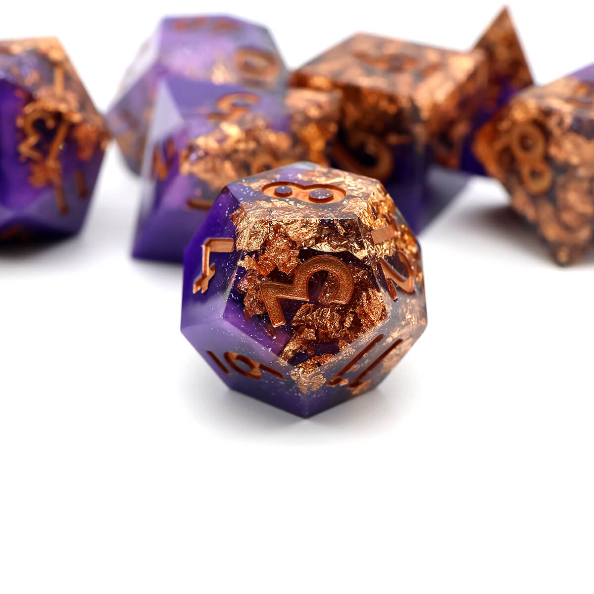 DND Dice Set Purple Windstorm 7-Piece Sharp Edge - Dice of Dragons