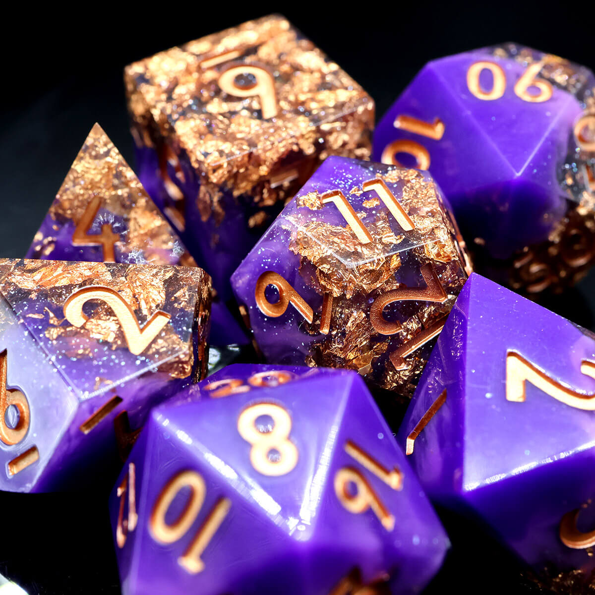 DND Dice Set Purple Windstorm 7-Piece Sharp Edge - Dice of Dragons