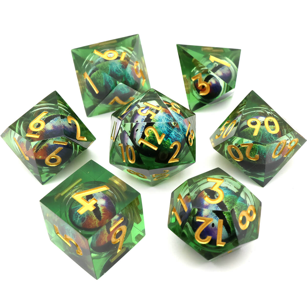 DND Dragon Eye 7-Piece Sharp Edge Dice Set - Dice of Dragons