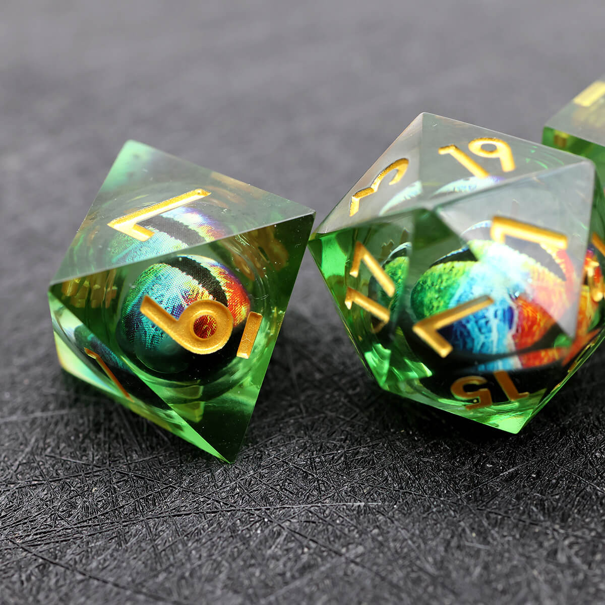 DND Dragon Eye 7-Piece Sharp Edge Dice Set - Dice of Dragons