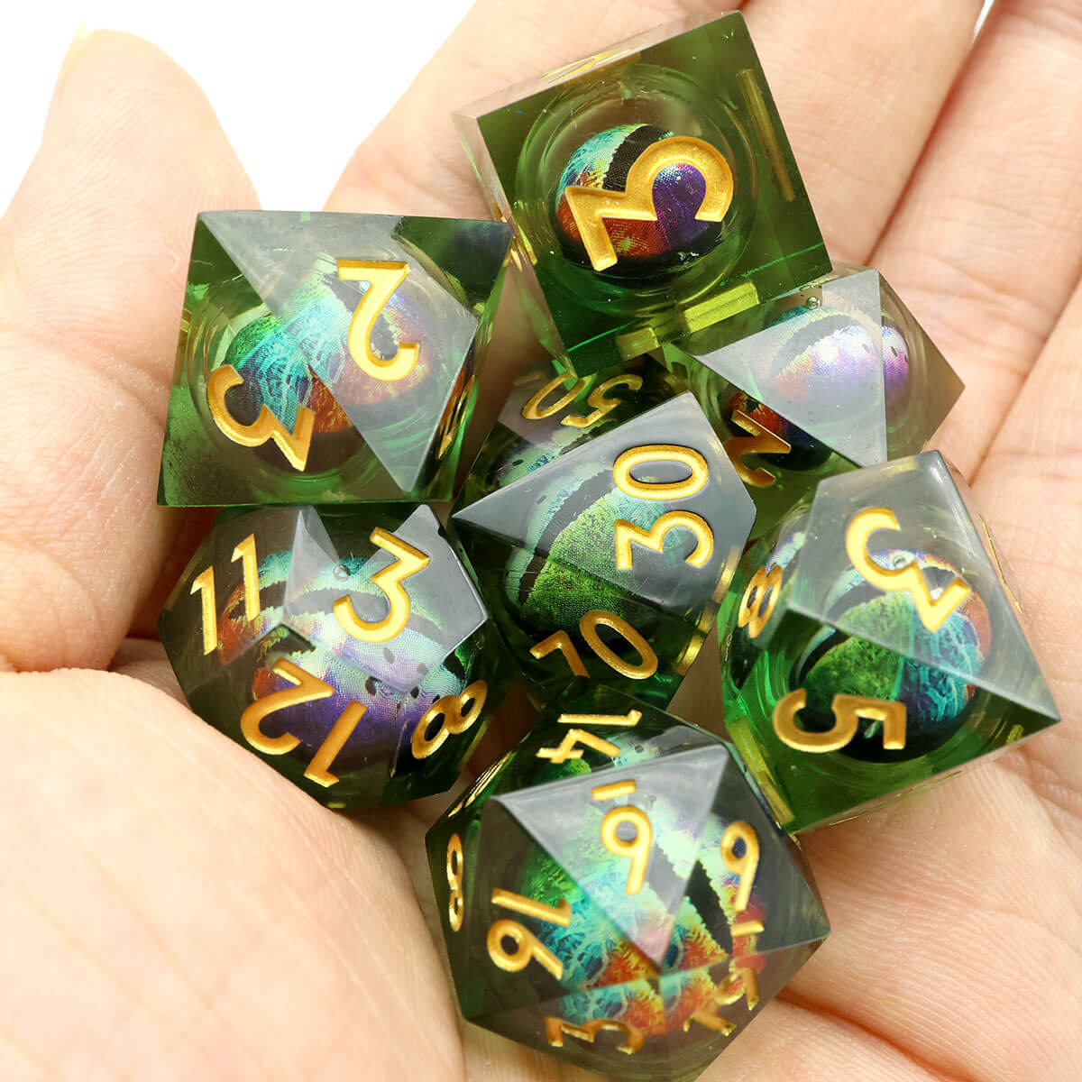 DND Dragon Eye 7-Piece Sharp Edge Dice Set - Dice of Dragons