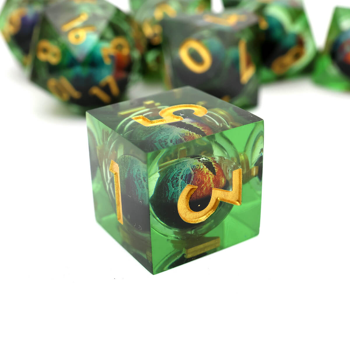 DND Dragon Eye 7-Piece Sharp Edge Dice Set - Dice of Dragons