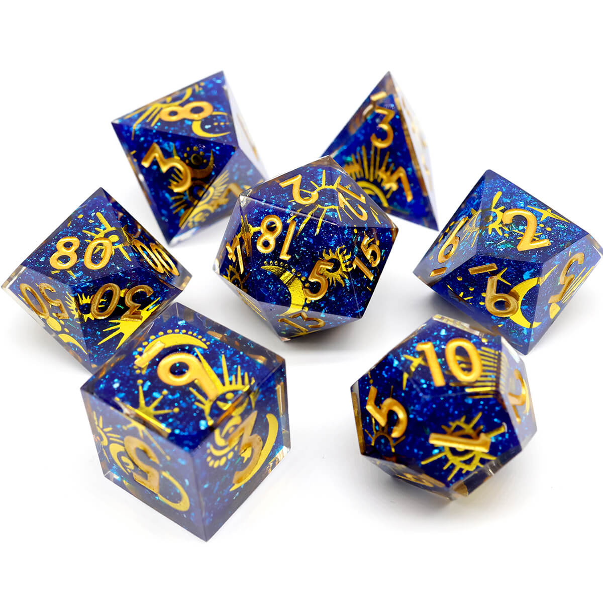 DND Starry Sky 7-Piece Sharp Edge Layered Dice Set - Dice of Dragons