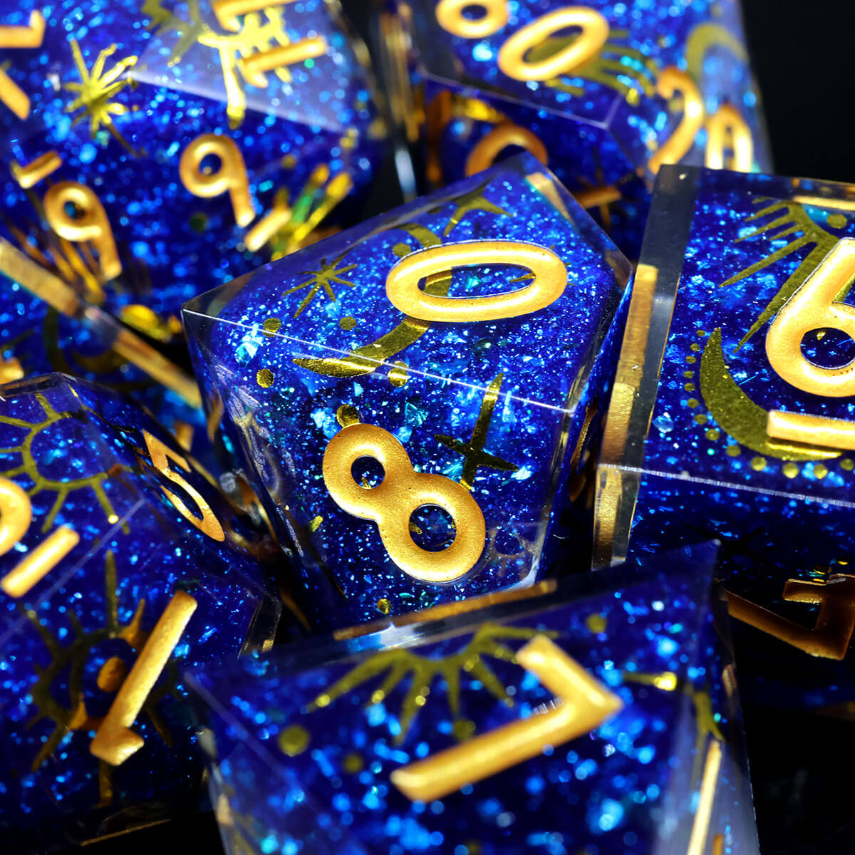 DND Starry Sky 7-Piece Sharp Edge Layered Dice Set - Dice of Dragons