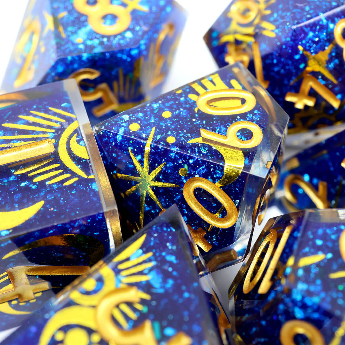 DND Starry Sky 7-Piece Sharp Edge Layered Dice Set - Dice of Dragons