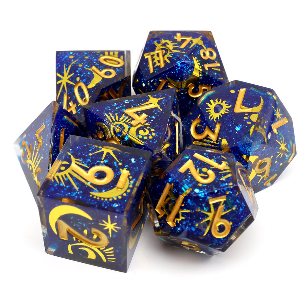 DND Starry Sky 7-Piece Sharp Edge Layered Dice Set - Dice of Dragons