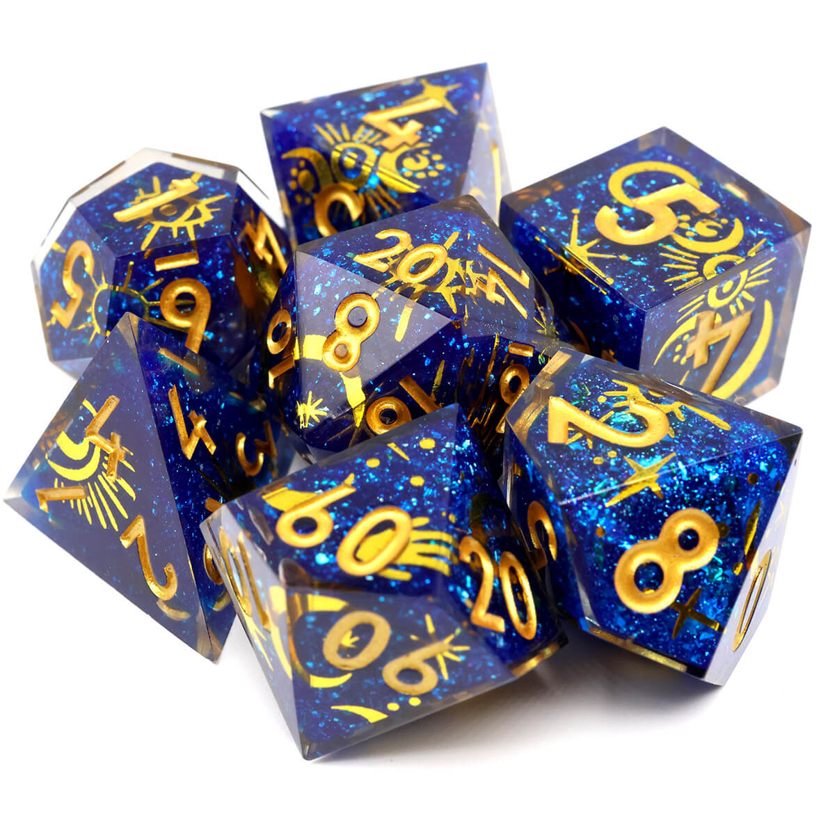 DND Starry Sky 7-Piece Sharp Edge Layered Dice Set - Dice of Dragons