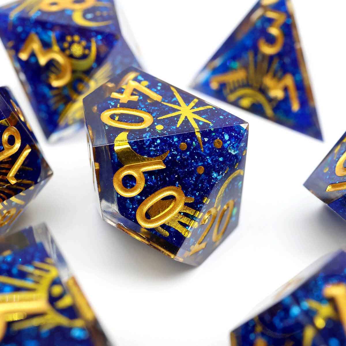 DND Starry Sky 7-Piece Sharp Edge Layered Dice Set - Dice of Dragons