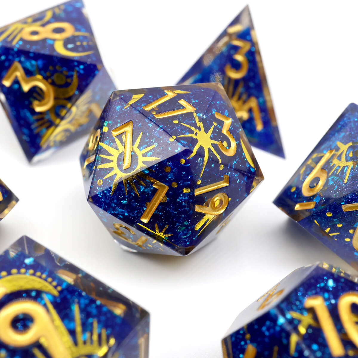 DND Starry Sky 7-Piece Sharp Edge Layered Dice Set - Dice of Dragons