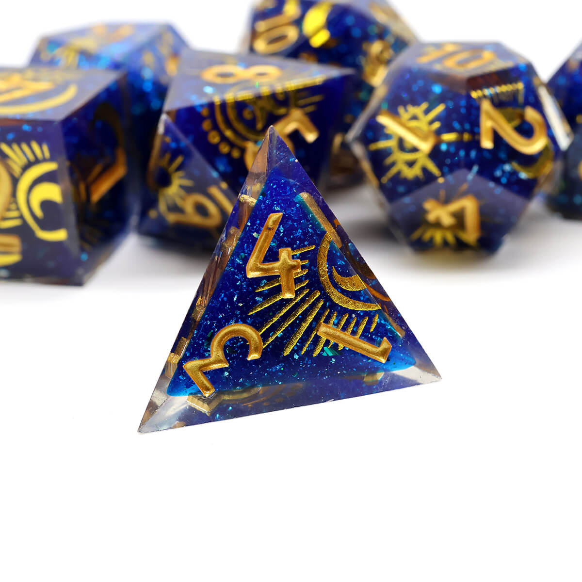 DND Starry Sky 7-Piece Sharp Edge Layered Dice Set - Dice of Dragons