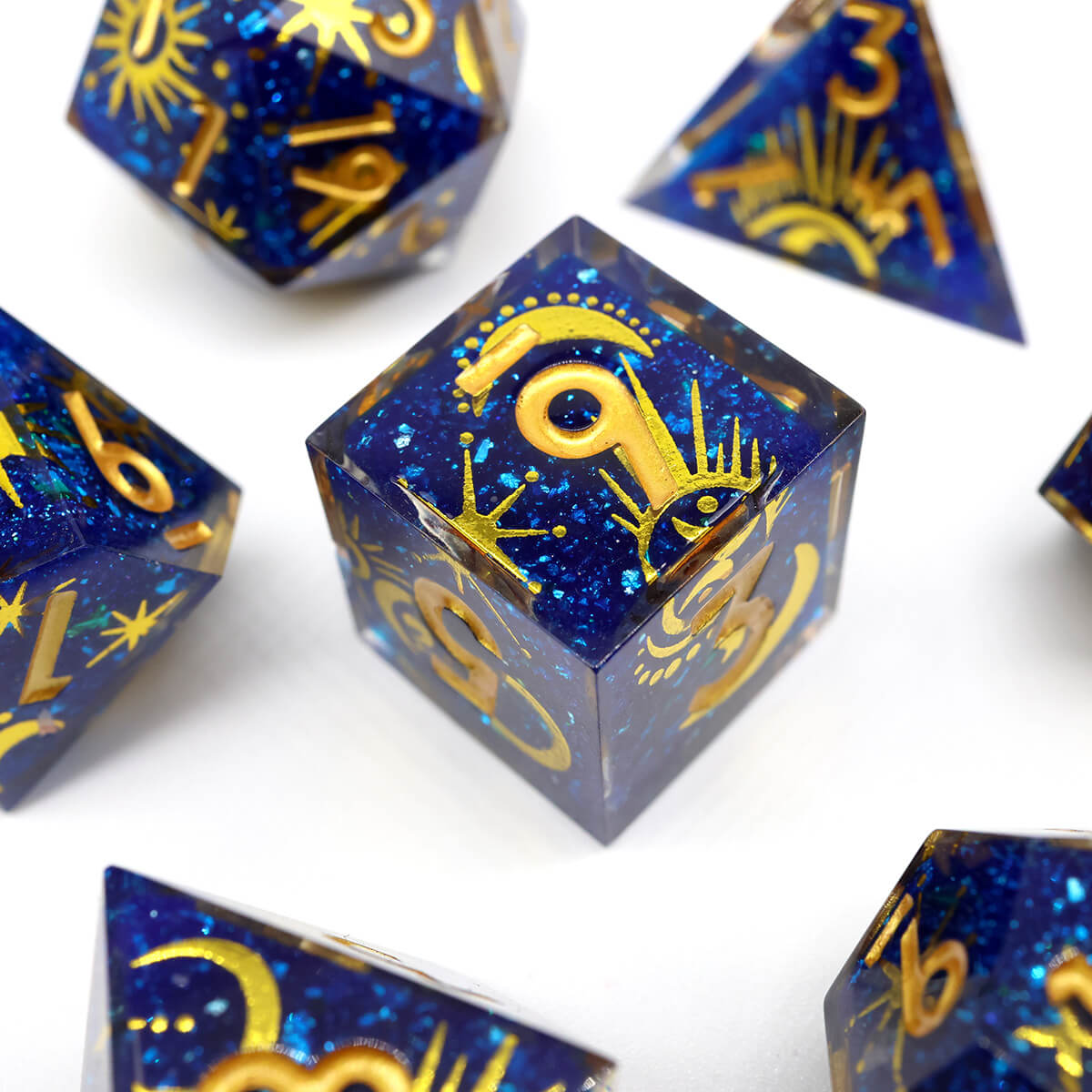 DND Starry Sky 7-Piece Sharp Edge Layered Dice Set - Dice of Dragons