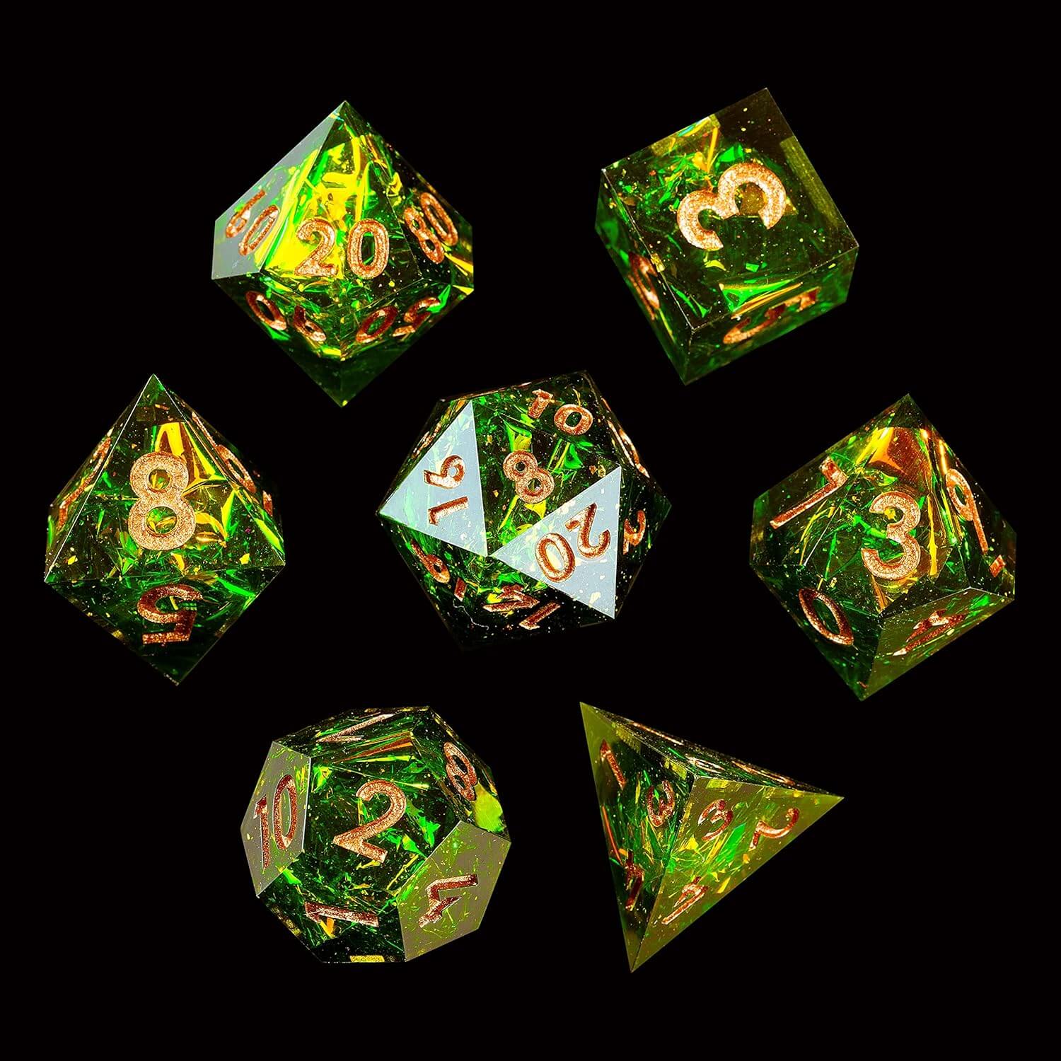 D&D 7-Piece Polyhedral Resin Dice Set - Dice of Dragons