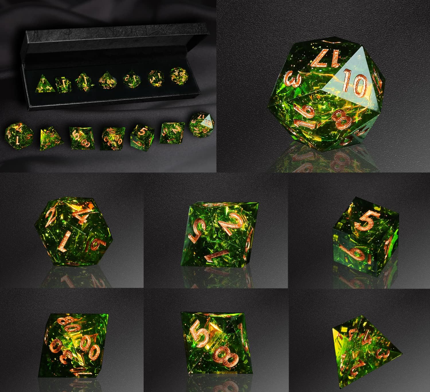 D&D 7-Piece Polyhedral Resin Dice Set - Dice of Dragons