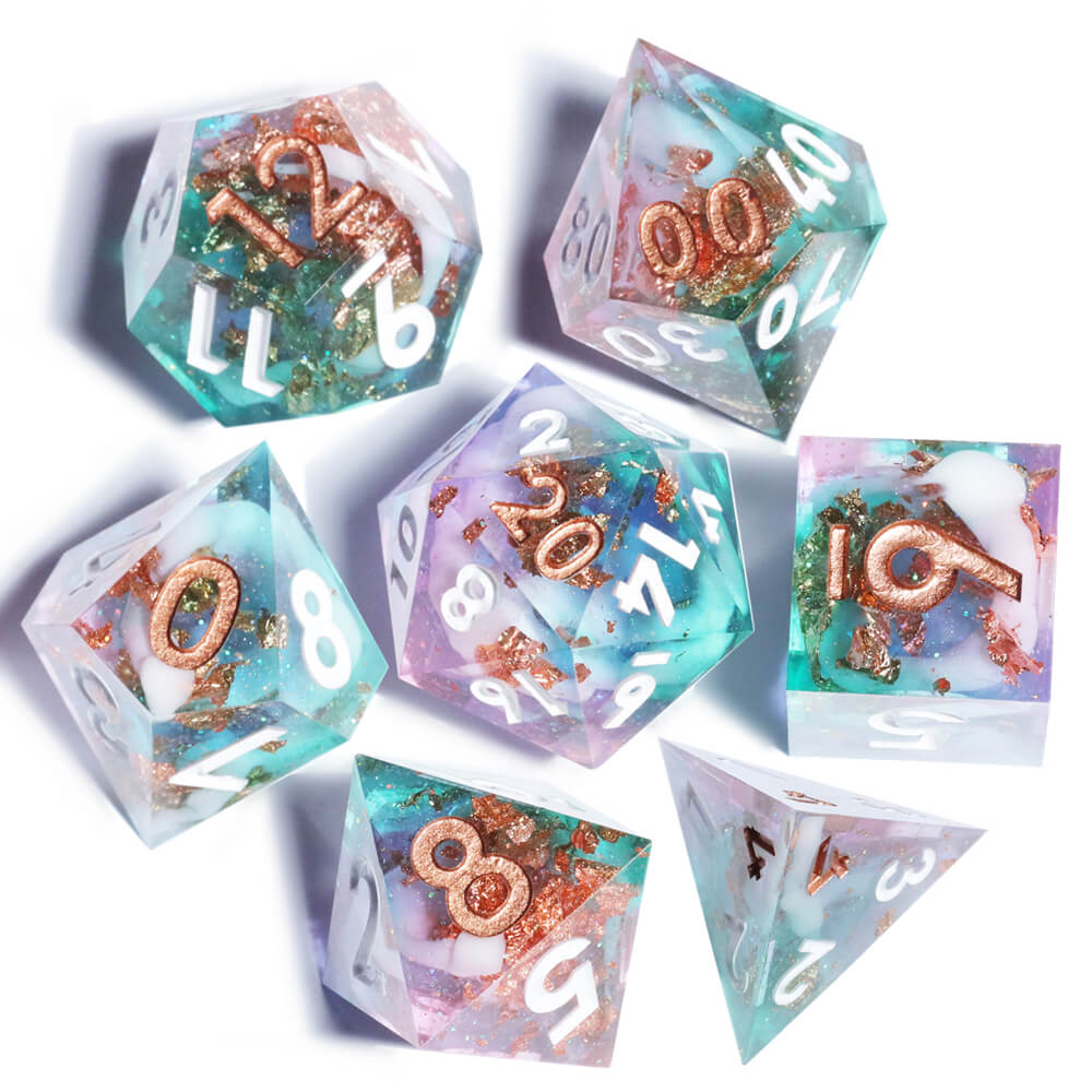 D&D 7-Piece Sharp Edge Supernova Polyhedral Resin Dice Set - Dice of Dragons