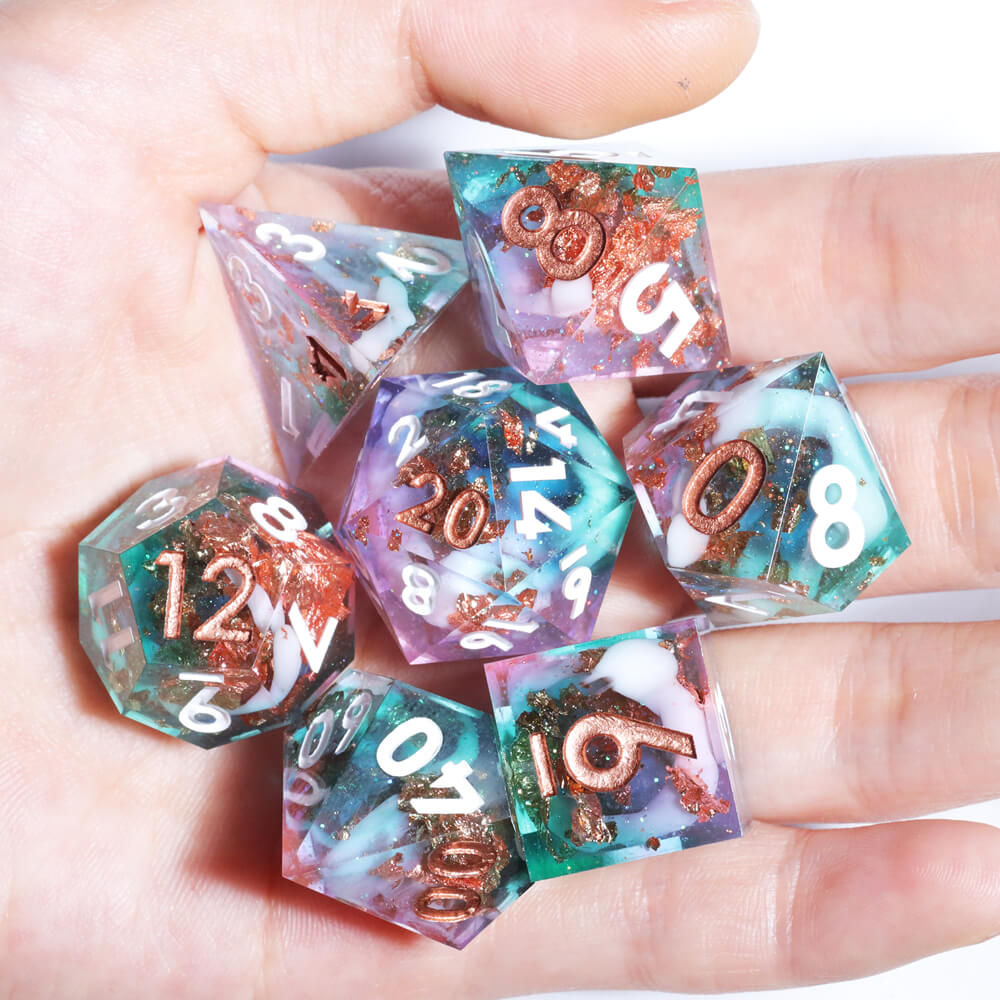 D&D 7-Piece Sharp Edge Supernova Polyhedral Resin Dice Set - Dice of Dragons