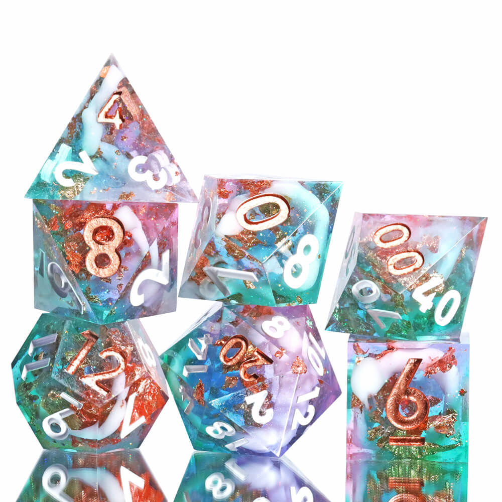 D&D 7-Piece Sharp Edge Supernova Polyhedral Resin Dice Set - Dice of Dragons