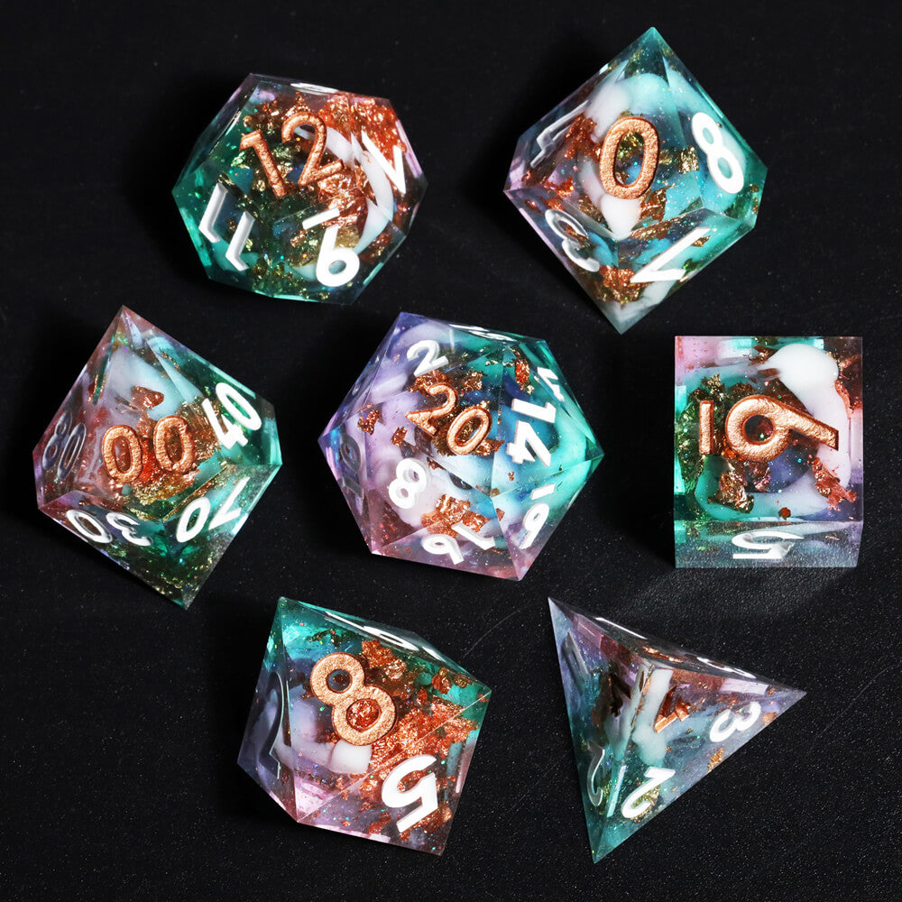 D&D 7-Piece Sharp Edge Supernova Polyhedral Resin Dice Set - Dice of Dragons