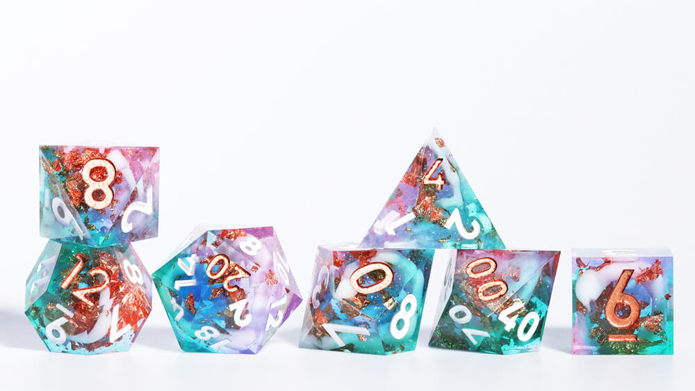 D&D 7-Piece Sharp Edge Supernova Polyhedral Resin Dice Set - Dice of Dragons